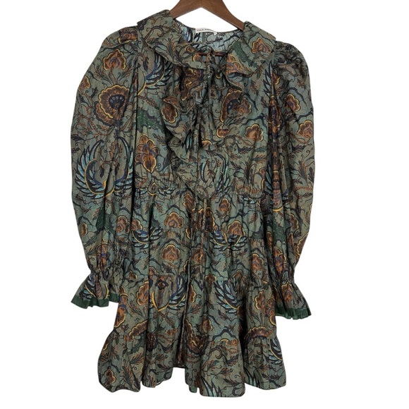 Ulla Johnson Caris Red and Brown Cocktail Dress with Bishop Sleeves SZ 2 - Picture 11 of 16